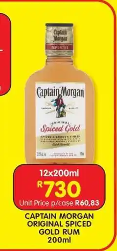Shoprite CAPTAIN MORGAN ORIGINAL SPICED GOLD RUM 200ml offer