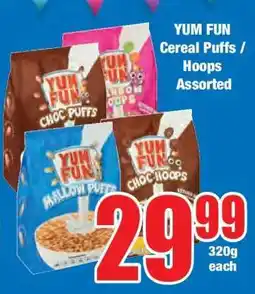 Boxer YUM FUN Cereal Puffs / Hoops Assorted offer