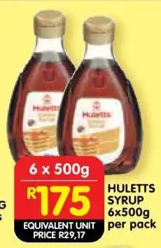 Shoprite HULETTS SYRUP 6x500g per pack offer
