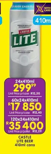 Shoprite CASTLE LITE BEER 410ml cans offer
