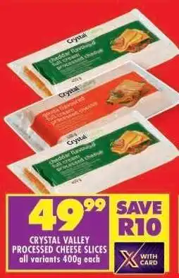 Shoprite CRYSTAL VALLEY PROCESSED CHEESE SLICES offer