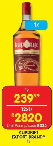 Shoprite KLIPDRIFT EXPORT BRANDY 1ℓ offer