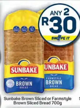 Pick n Pay Hypermarket Sunbake Brown Sliced or Farmstyle Brown Sliced Bread 700g offer