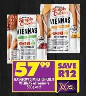 Shoprite Rainbow Simply Chicken Viennas offer