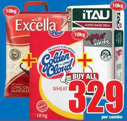 Boxer Excella Long Grain Parboiled Rice + Golden Cloud Wheat Flour + ITAU Super Maize Meal offer