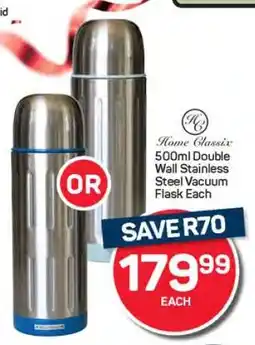 Pick n Pay Hypermarket Home Classix 500ml Double Wall Stainless Steel Vacuum Flask offer