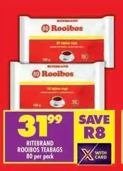 Shoprite RITEBRAND ROOIBOS TEABAGS 80 per pack offer