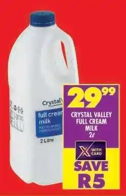 Shoprite CRYSTAL VALLEY FULL CREAM MILK 2ℓ offer