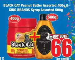 Boxer BLACK CAT Peanut Butter Assorted 400g & KING BRANDS Syrup Assorted 500g offer