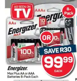 Energizer Max Plus AA or AAA Batteries 8-Pack