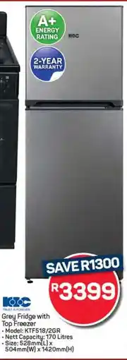 Pick n Pay Hypermarket KIC Grey Fridge with Top Freezer offer