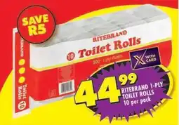 Shoprite RITEBRAND 1-PLY TOILET ROLLS offer