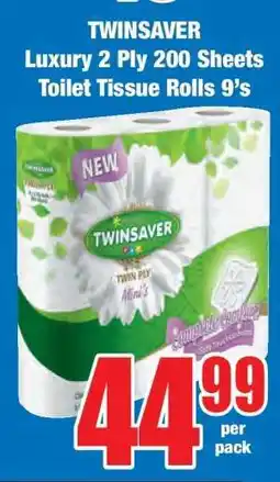 Boxer TWINSAVER Luxury 2 Ply 200 Sheets Toilet Tissue Rolls 9's offer