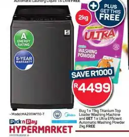 Pick n Pay Hypermarket 11kg Titanium Top Loader Washing Machine offer