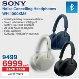 Incredible Connection SONY Noise Cancelling Headphones WH-1000XM5 offer