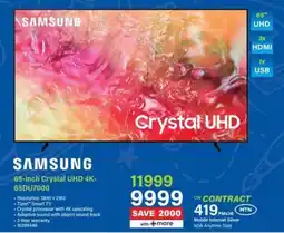 Incredible Connection SAMSUNG 65-inch Crystal UHD 4K- 65DU7000 offer