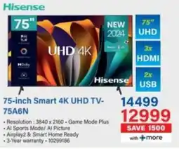 Incredible Connection Hisense 75-inch Smart 4K UHD TV-75A6N offer