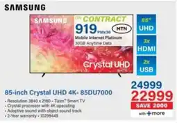 Incredible Connection SAMSUNG 85-inch Crystal UHD 4K-85DU7000 offer