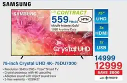 Incredible Connection SAMSUNG 75-inch Crystal UHD 4K-75DU7000 offer