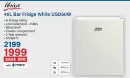 Incredible Connection Univa Bar Fridge White USD60W offer