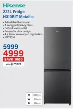 Incredible Connection Hisense Fridge H310BIT Metallic offer