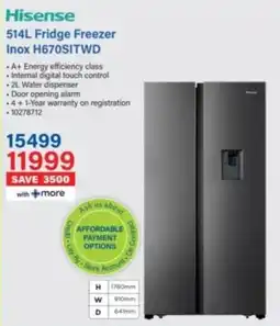 Incredible Connection Hisense Fridge Freezer Inox H670SITWD offer