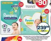 Pick n Pay Hypermarket Pampers New Or Active Baby Disp Nappies Or Pants JB Pack Or Premium Care Disp Nappy Or Pants VP-Each offer