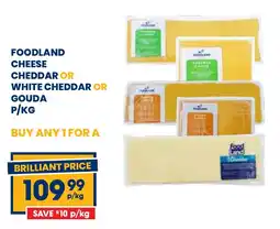 Econo Foods Foodland cheese cheddar or white cheddar or gouda offer