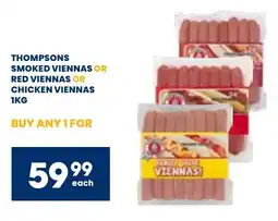 Econo Foods Thompsons smoked viennas or red viennas or chicken viennas offer
