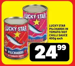 Usave Lucky star pilchards in tomato/ hot chilli sauc offer