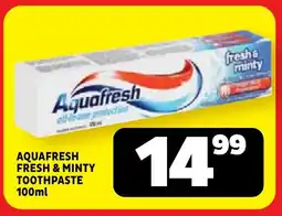 Usave Aquafresh fresh & minty toothpaste offer