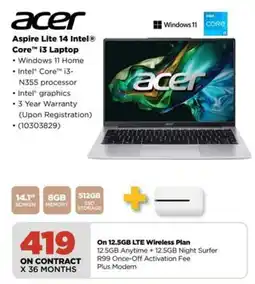 HiFi Corp Acer Aspire Lite 14 Intel Core i3 Laptop offer
