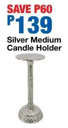 OK Furniture Silver Medium Candle Holder offer