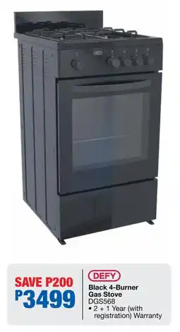 OK Furniture DEFY Black 4-Burner Gas Stove offer