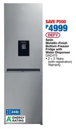 OK Furniture DEFY Satin Metallic-Finish Bottom-Freezer Fridge with Water Dispenser offer