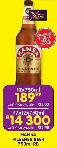 Shoprite Liquor Hansa pilsener beer rb offer