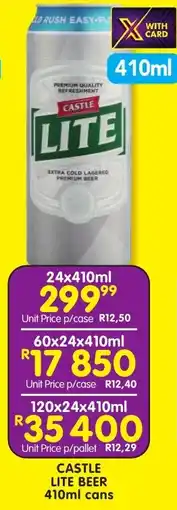 Shoprite Liquor Castle lite beer cans offer