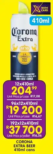 Shoprite Liquor Corona extra beer cans offer