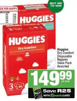 SuperSpar Huggies Dry Comfort Disposable Nappies Value Pack Assorted offer
