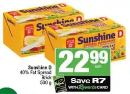 SuperSpar Sunshine D 40% Fat Spread Brick offer