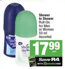 SuperSpar Shower to Shower Roll-On for Men or Women Assorted offer