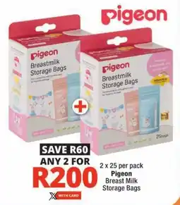 Checkers Pigeon Breast Milk Storage Bags offer