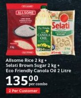 Oxford Freshmarket Allsome Rice + Selati Brown Sugar + Eco Friendly Canola Oil offer