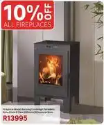 Leroy Merlin Eco Design Panadero Alina Black 6.3Kw Wood Burning Fireplace 680mm x 360mm x 443mm offer