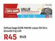 Leroy Merlin Supa Mama Drawstring Refuse Bags 110L 20 Bags offer