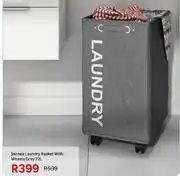 Leroy Merlin Sensea 72L Laundry Basket With Wheels Grey offer