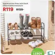 Leroy Merlin Spaceo Primo Shoe Rack Black W60cm x D20cm x H35cm offer