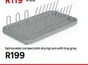 Leroy Merlin Delinia Eleki Compact Dish Drying Rack With Tray Grey offer