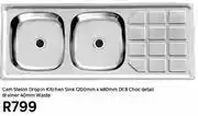 Leroy Merlin Cam Stelon Drop In Kitchen Sink 1200mm x 480mm DEB Choc Detail Drainer 40mm Waste offer