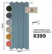 Leroy Merlin Inspire Eyelet Curtain Kalpe Aqua 140 x 280cm offer